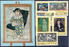 VIETNAM 1987 ARTE QUADRI DIVERSI 6 VAL.+ FOGLIETTO Cat.M.1853-58 BK 56