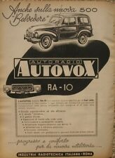 AUTOVOX AUTORADIO PER FIAT 500 BELVEDERE 1952 PUBBLICITA ADVERTISING 