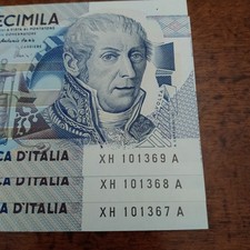 3 BANCONOTE CONSECUTIVE 10000 LIRE VOLTA SERIE SOSTITUTIVA XH DECR 1997 FDS RARA