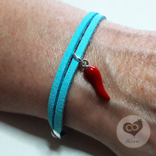 Bracciale del NAPOLI calcio Azzurro con corno CORNETTO Rosso Portafortuna uomo