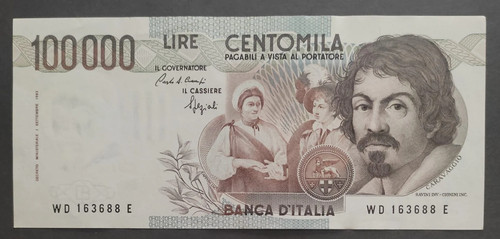 100000 lire caravaggio - lire, 1°