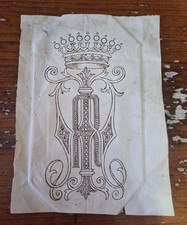 Stampa antica Incisione Stemma Araldico Reale Corona Blasone Lettere fine 800