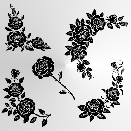 Set rose stencil - rose,