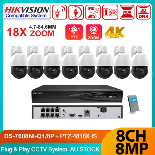 Hikvision 8mp 8ch 18x zoom - 4k,
