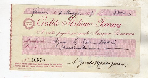 Assegno bancario lire 2000 - ,