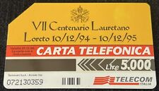 VINTAGE CARTA TELEFONICA Telecom L.5.000 - VII Centenario Lauretano Loreto.