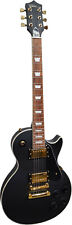 CHITARRA ELETTRICA NERO OPACO - HARDWARE DORATO - LEGNO MASSELLO - NOCE FINGERBOARD L5