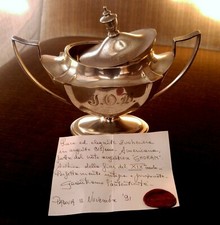 Zuccheriera Ghoram  argento 925/1000 fine ‘800 con certificato di autenticità