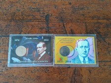 Coppia di monete 100 lire celebrazione Guglielmo Marconi 1874-2014