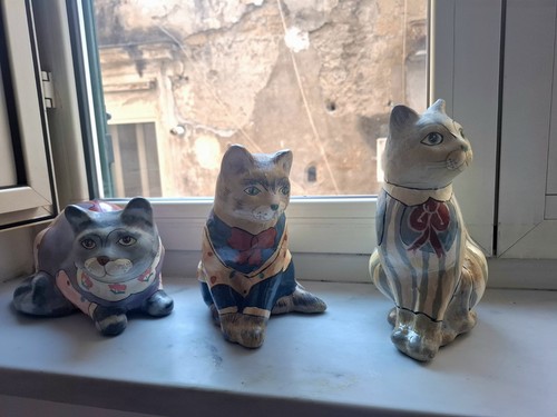 Tris gatti ceramica - gatti, vintage
