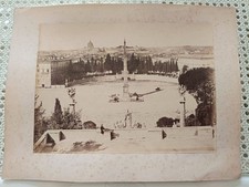 Antica fotografia di ROMA 800 Piazza del Popolo, Obelisco Flaminio dal pincio