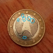 MONETA 1 EURO GERMANIA 2004 A CON 6 ERRORI DI CONIO ! - RARISSIMA - GUARDA FOTO