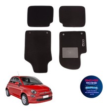 SET TAPPETINI MOQUETTE PER FIAT 500 312 DAL 2013 CON 4 CLIP DI FISSAGGIO NERI