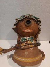 bambola ABAT JOUR LAMPADA DA TAVOLO per ragazze vintage in stoffa e canapa sacco