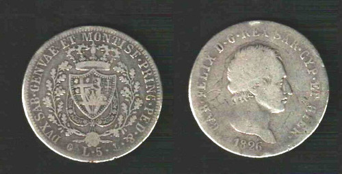 Moneta lire carlo felice - da,