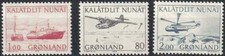 Groenlandia 1976 Trasporto Posta Elicottero Aereo Paracadute Aviazione Navi 3v MNH