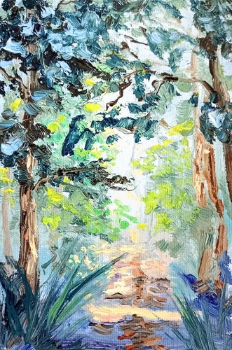 Quadro astratto bosco - , olio