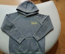GUESS  FELPA Bambino GRIGIA CON LOGO  CON CAPPUCCIO TAGLIA 10 ANNI