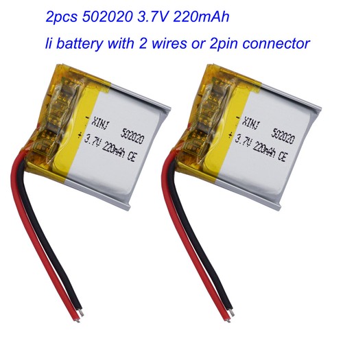 2pcs 220mah 814wh li - 3.7v, 0.814wh