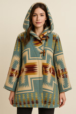 Mantello classico in lana Harding - Mantello con cappuccio a forma di campana e chiusura a levetta