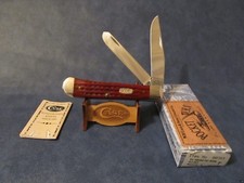Case 2000 Transition Trapper Jigged Pocket Worn coltello osso rosso come nuovo CA02644