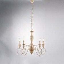 Lampadario in legno e ferro