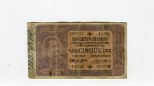 Banconota 5 Lire Umberto I Effige Vittorio Emanuele III 4/9/1901 24/03/1904