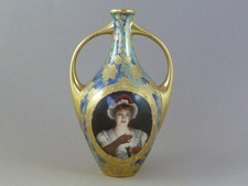 Royal Vienna Porcelain Lissette Portrait Vase Hand Painted Chiaroscuro Antique