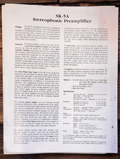 Scheda tecnica/foto preamplificatore Klyne SK-5A *Originale*