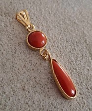 ciondolo vero corallo Antico Di Sardegna Naturale e Argento 925  Pendente Dorato