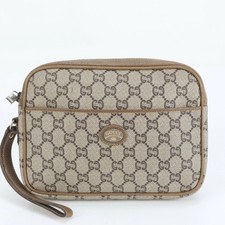 Borsa a tracolla Gucci GG Plus in pelle marrone rivestita in tela vintage...