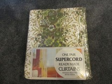 Coppia di tende floreali Supercord 46x72" design oliva 713 nuove vintage anni 70