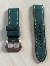 CINTURINO OROLOGIO 24 MM 24MM PELLE VERDE FIBBIA ACCIAIO SEIKO CITIZEN ORIS PAM