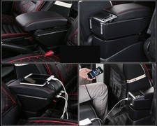Bracciolo universale auto.Pelle nera,nero,7 porte USB,poggiabraccio portaoggetti