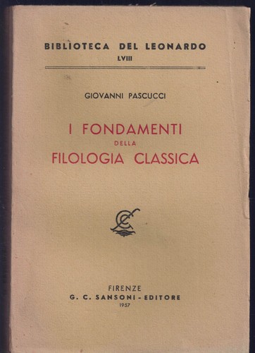 Fondamenti della filologia - i,
