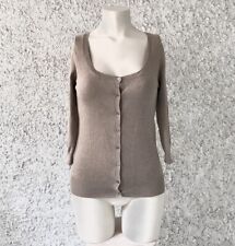 ZARA KNIT CARDIGAN MANICA 3/4 BEIGE MARRONE CARAMELLO S BOTTONI