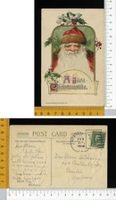 V0307] AUGURALE BABBO NATALE NICOLAS SANTA CLAUS CON LUNGA BARBA _ RILIEVO 1912