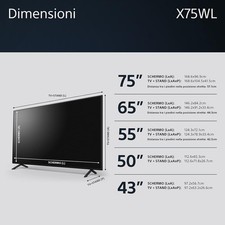 Sony Bravia KD-43X75WL Tv Led 43'' 4K Hdr Google Tv Eco Pack Bravia Core Narrow 