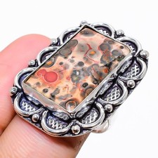 Anello gioiello in argento sterling 925 fatto a mano con pietra preziosa in p...