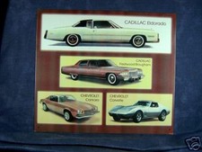 Vecchia insegna in latta pubblicitaria Cadillac Eldorado Chevrolet Corvette Camaro auto d'epoca