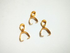 3pz Ganci per pendenti in acciaio inox colore oro 16x7mm bijoux