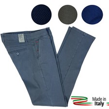Pantaloni uomo slim fit skinny jeans micro fantasia Blu Indaco Grigio Fango 