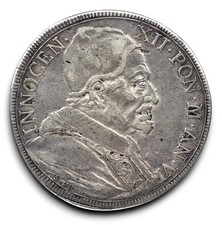 Roma Stato Pontificio bella mezza piastra a.VI Innocenzo XII gr.15,85