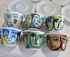 Illy Collection 1994 Sandro Chia Facce Richard Ginori 6 Tazzine Eccellenti 