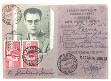 RARA TESSERA 1949 UNIONE POSTALE 2X100 LIRE DEMOCRATICA CATANIA VAGLIA