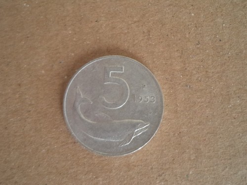 Moneta cinque lire delfino - moneta,