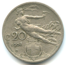 Italia 20 centesimi 1908 R