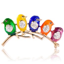 Spilla uccelli birds su ramo