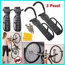 2 x SUPPORTO GANCIO PORTA BICI STAFFA APPENDI BICICLETTA DA PARETE MURO ACCIAIO