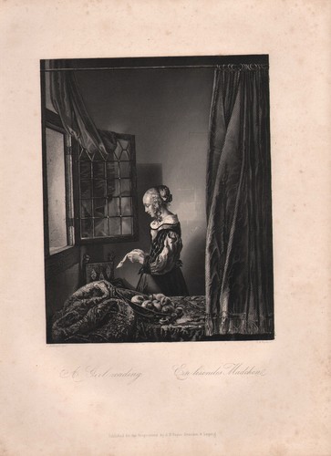 1850 stampa una ragazza che - una,